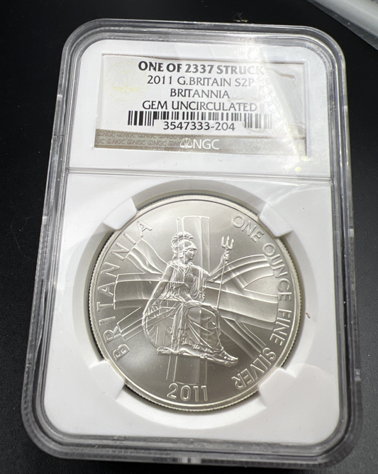 2011 Matte Britannia 1 Oz Silver Coin 1 of 2337 Struck Limited Edition NGC