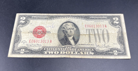1928 G $2 USN United States Note Red Seal VG Very Good Circ #13