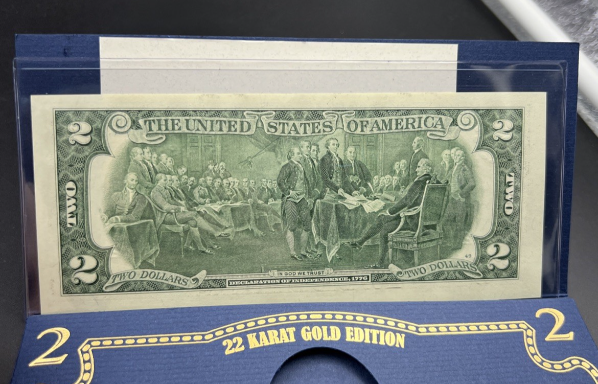 Golden Enhanced 2013 2 Two Dollar Federal Reserve Note Uncirculated #74