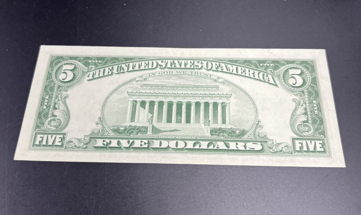 1963 $5 USN United States Five Dollar Note Red Seal CH VF Very Fine Circ #37