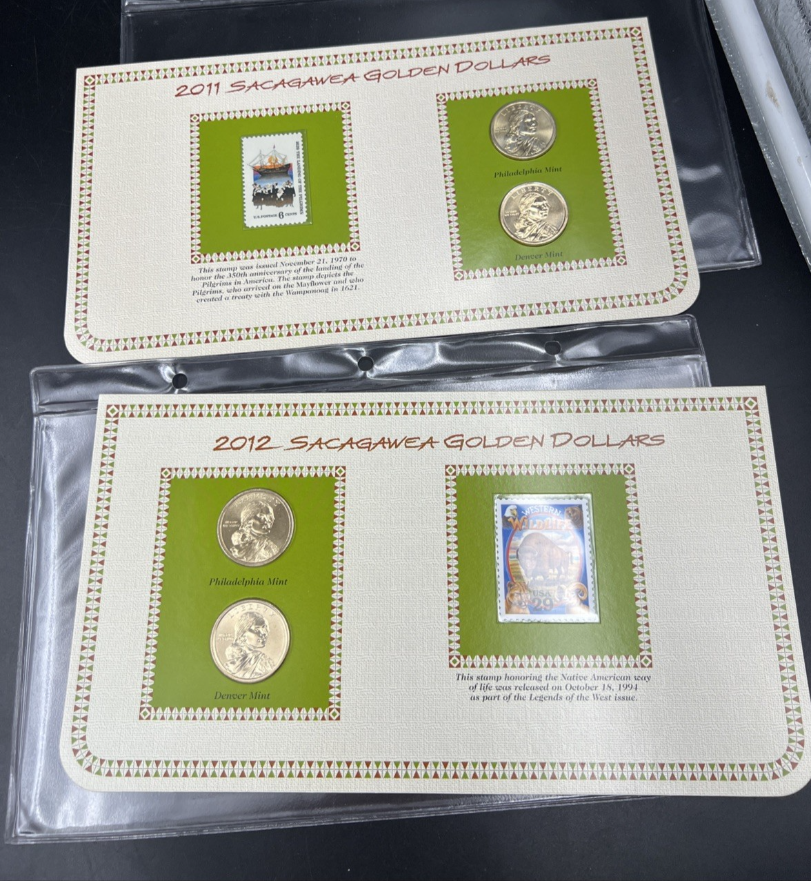 4 Coin Set 2011 Wampanoag 2012 Trade P & D Sacagawea Native Dollar Coins CH BU