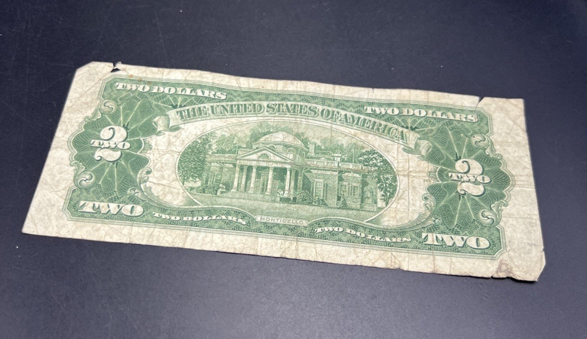 1928 G $2 Two Dollar Legal Tender United States Red Seal Note Very Circ #366