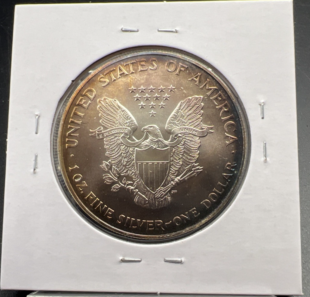 1995 1 Oz ASE American Silver Eagle Coin Gem BU Monster Toning Toner