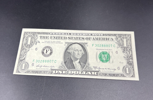 1969 $1 One Dollar FRN Federal Reserve Note UNC #807