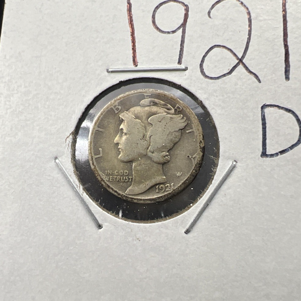 1921 D 10c Mercury Silver Dime Coin CH AG About Good Semi Key Date