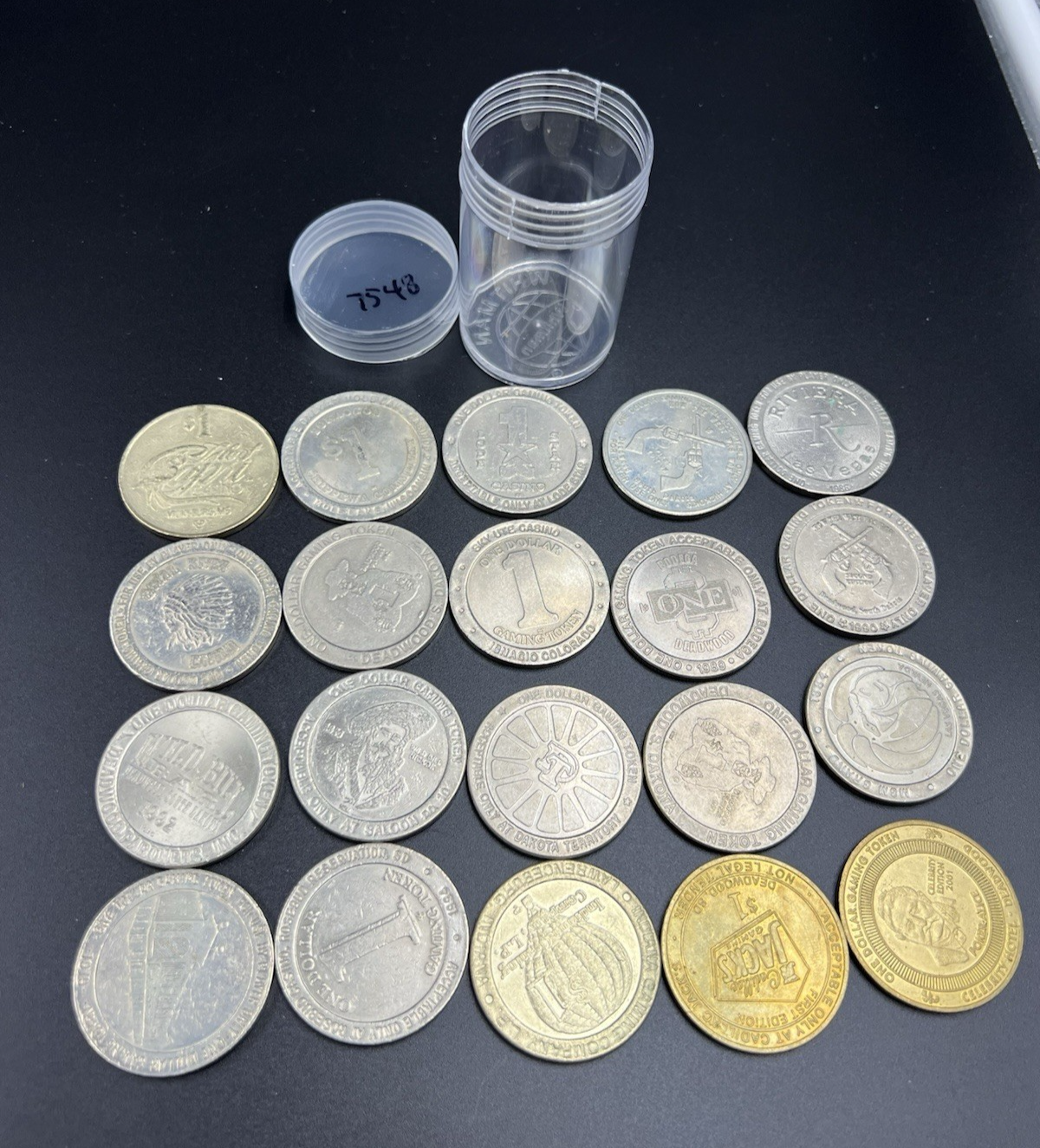 Lot of 20 $1 Casino Dollar Gaming Tokens Metal Circulated Conditions SKU#7548