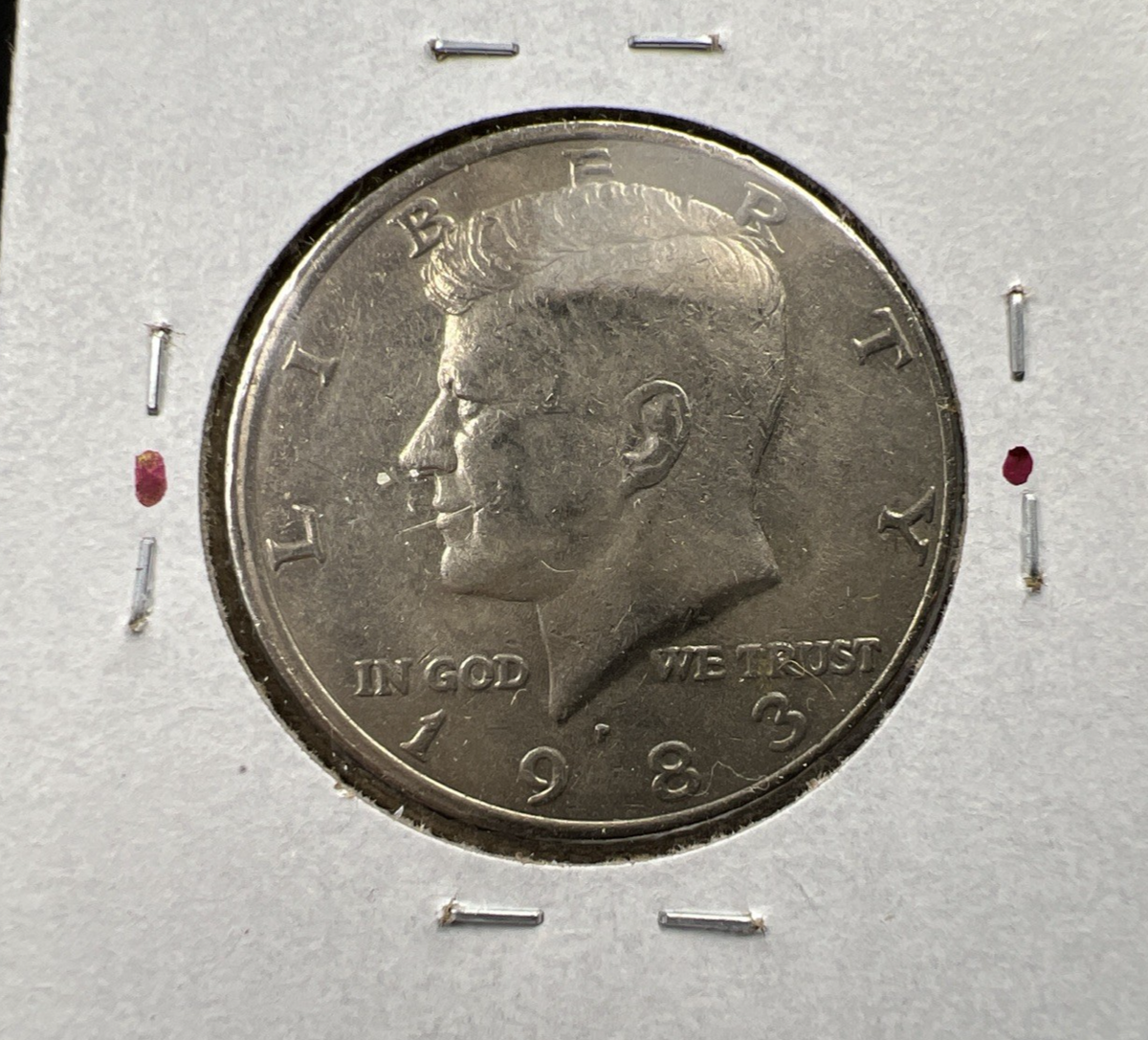 1983 P 50c Kennedy Half Dollar Coin NO FG Missing Initials Variety VF Circ