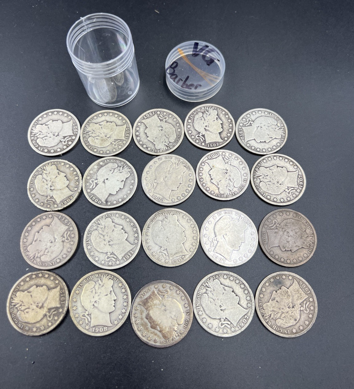 20 Coin Roll Barber 90% Silver Half Dollar Coins VG Very Good Conditions S#B