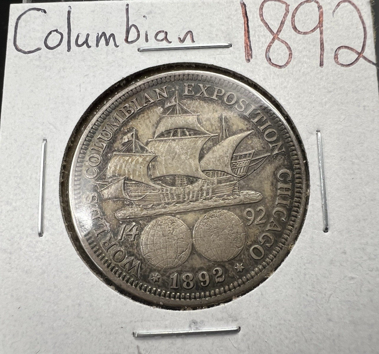 1892 50c Columbian Exposition Chicago World's Fair Silver Half Dollar XF EF S#1