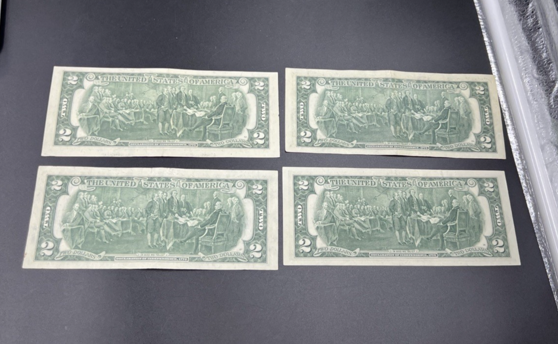 Lot of 4 1976 Bicentennial $2 Two Dollar Bills Circulated #777