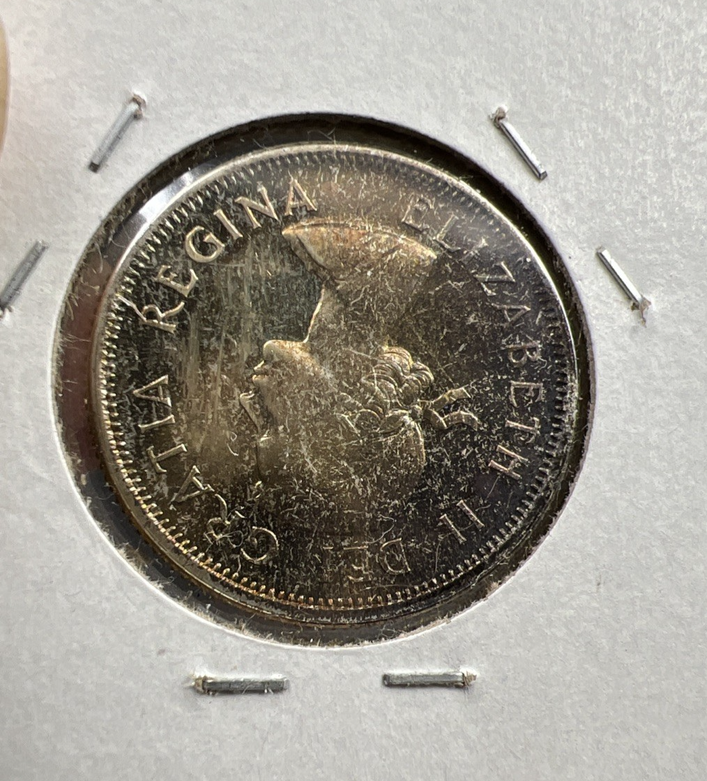 1964 Canada 25 Cents Silver Coin Nice Toning Toner Uncirculated
