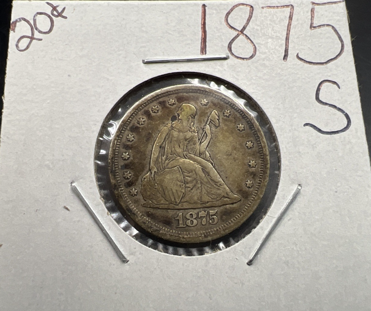 1875 S 20c Seated Liberty Twenty Cent Silver Quarter Coin XF EF Extra Fine Circ