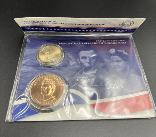 2010 Abraham Mary Todd Lincoln First Spouse $1 Presidential Coin & Medal Set OGP