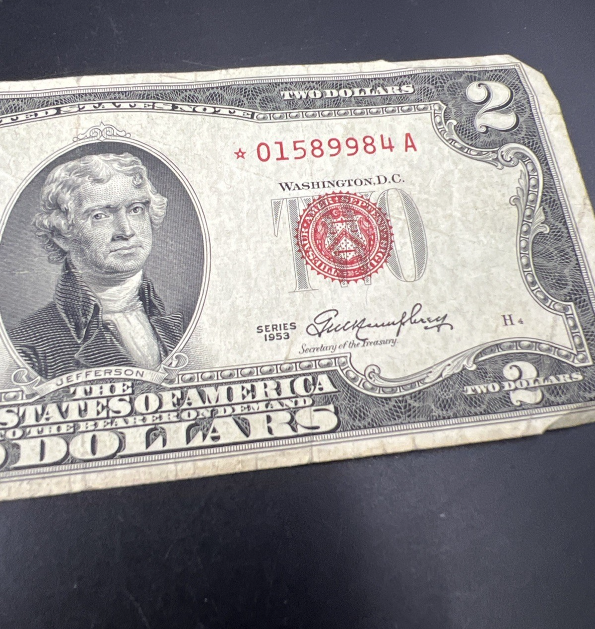 1953 * $2 Star USN United States Notes Fine Circ #984