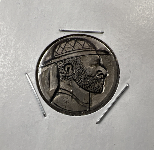 Hobo Buffalo Nickel Coin Modern Carving SKU#Y