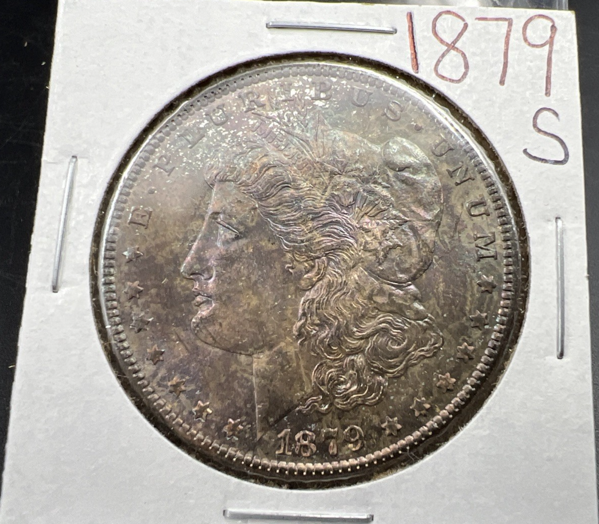 1879 S $1 Morgan Silver Dollar Coin BU Unc Neat Obverse Toning Toner