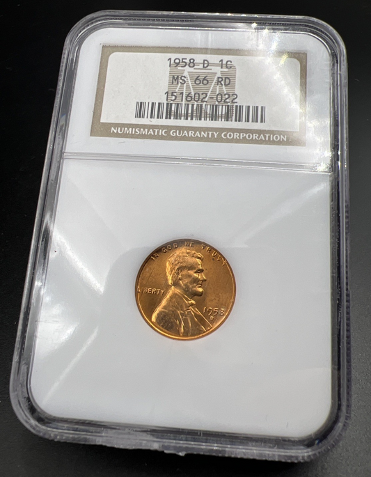 1958 D 1c Lincoln Wheat Cent Penny MS66 RD #022 Gem BU