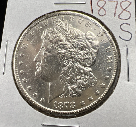 1878 S $1 Morgan Silver Dollar Coin AU Details Shiny Nice Look SK#A