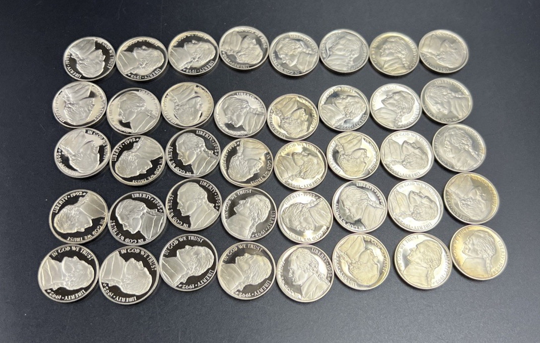 1992 S 5c Proof Jefferson Nickel 40 Coin Roll Choice Proof