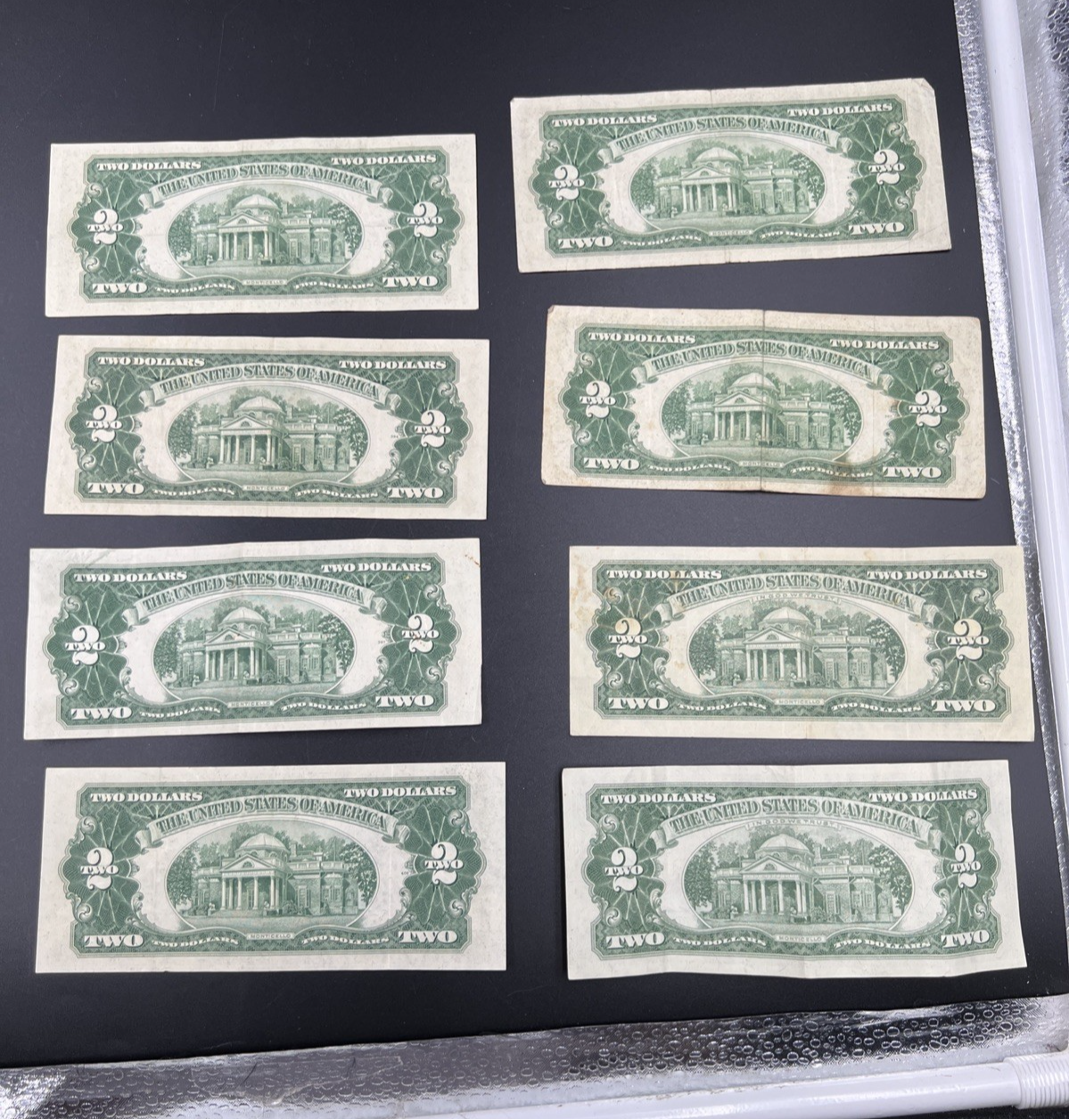Lot of 8 1963 1953 $2 USN Red Seal Notes VG Fine Circ Red Seal Bills #685