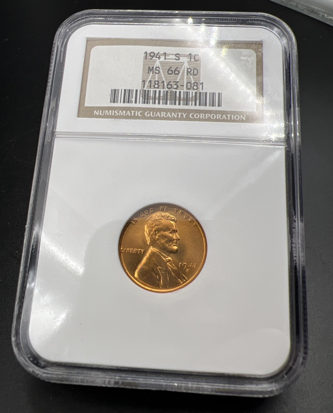 1941 S 1c Lincoln Wheat Cent Penny Coin NGC MS66 RD #081