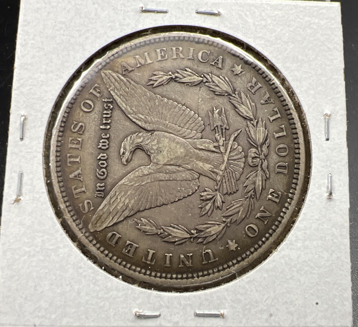 1891 P $1 Morgan Silver Dollar Coin VF Details "Lena" Carved