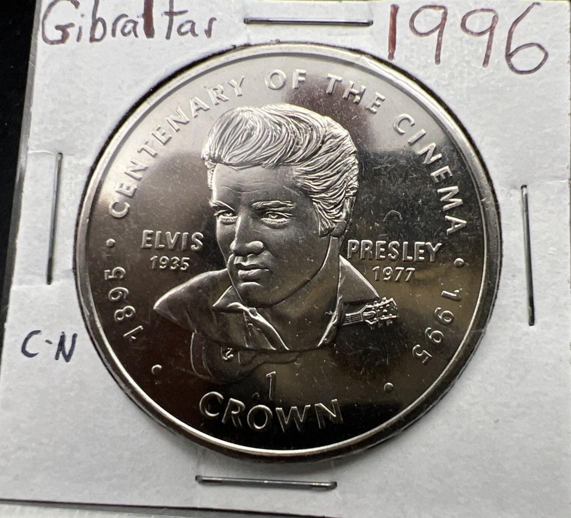 1996 Gibraltar 1 Crown Elvis Presley CH UNC Centenary of the Cinema SKU#B