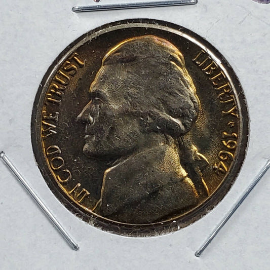 1964 P 5c Jefferson Nickel Coin Choice BU UNC PQ Amber Toning Toner