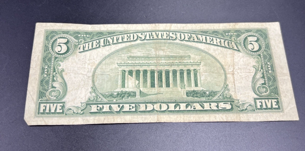 1953 B $5 Five Dollar US Silver Certificate Good / VG #105