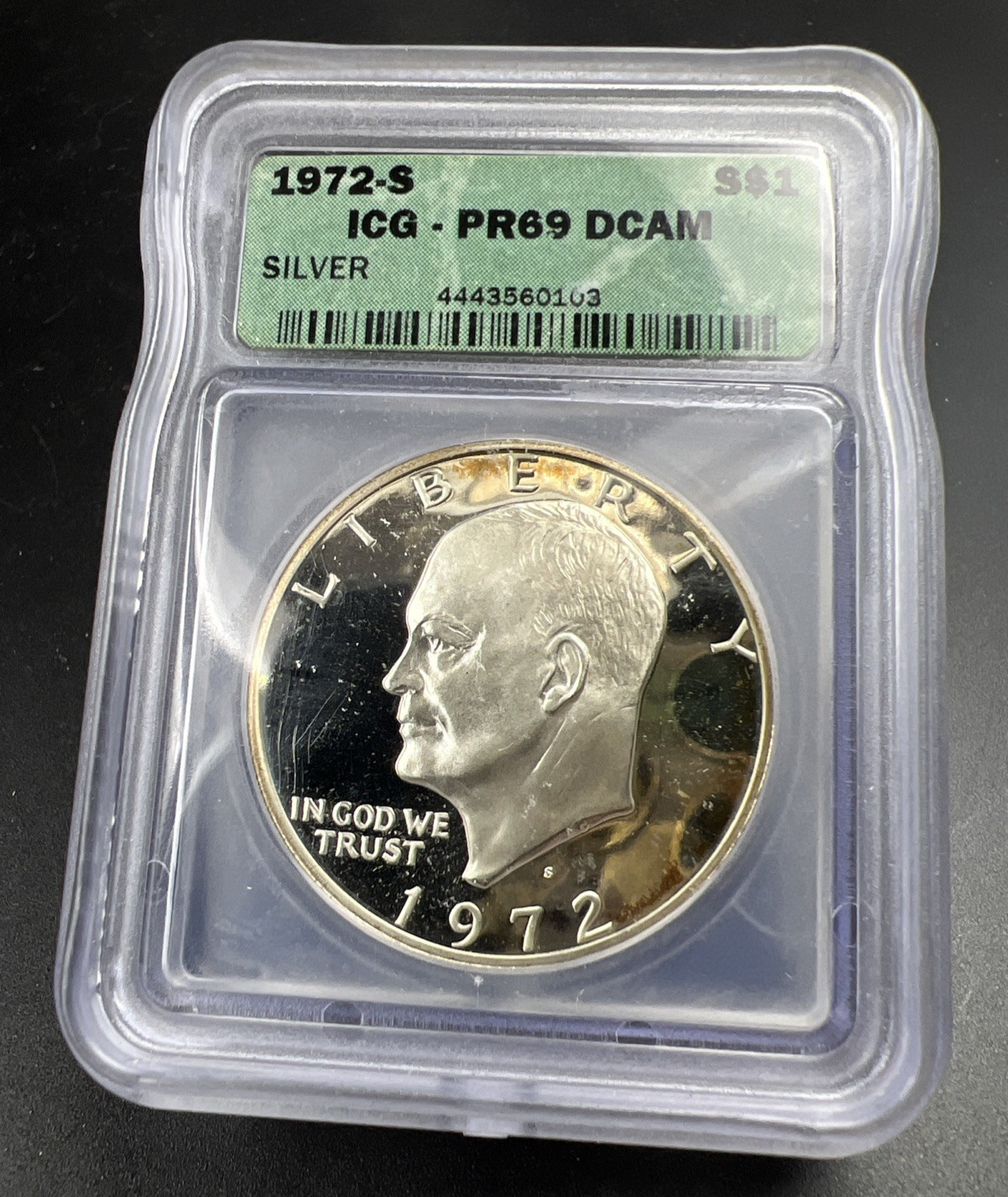 1972 S $1 Ike 40% Silver Dollar Coin ICG PR69 DCAM Gem Proof Certified #103
