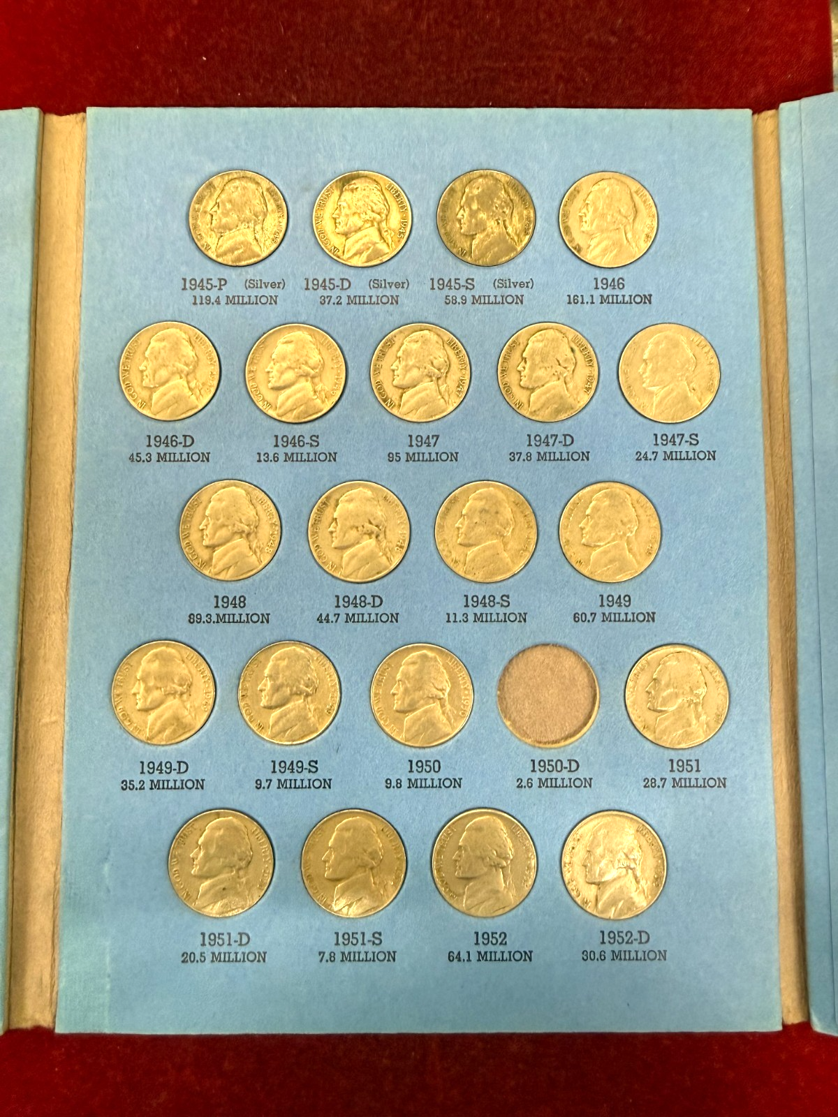 * 1938-1961 PDS JEFFERSON NICKEL SET WITH SILVER- 64 COLLECTOR QUALITY COINS 🔥*