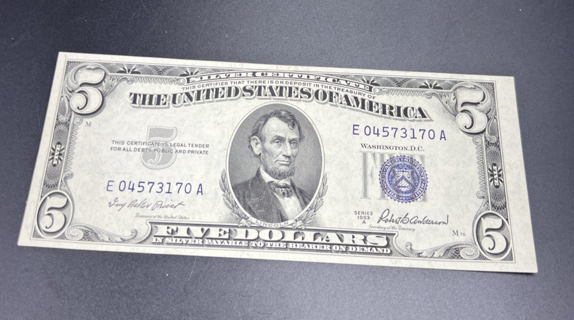 1953 A $5 Five Dollar US Silver Certificate XF EF Extra Fine Circ #170