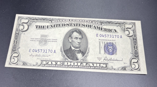 1953 A $5 Five Dollar US Silver Certificate XF EF Extra Fine Circ #170