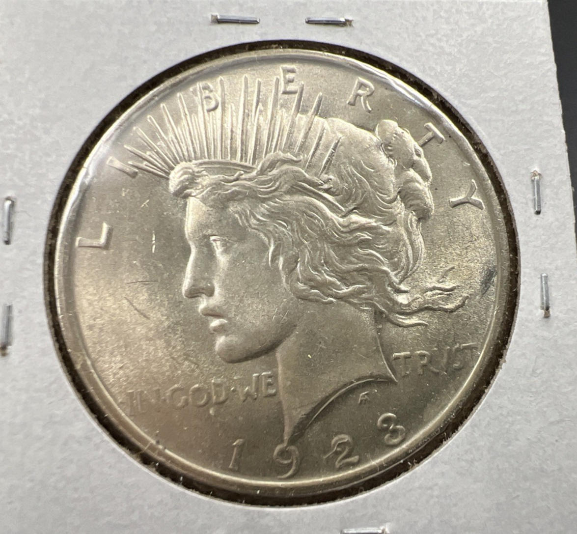 1923 P $1 Peace Silver Dollar Coin Laminated Planchet Error Reverse BU UNC