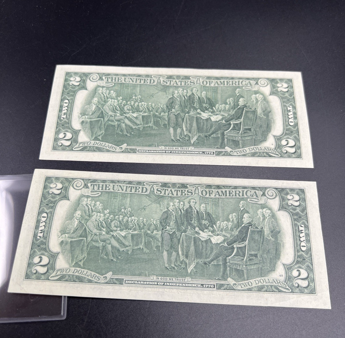 Lot of 2 1976 $2 Two Dollar Bicentennial FRN Federal Reserve Notes AU #59