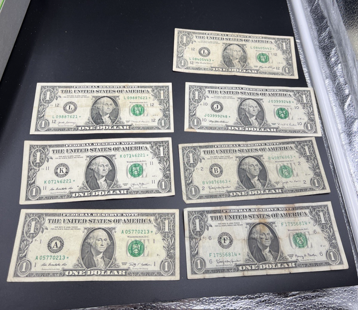 7 Note Lot Star * FRN $1 Dollar Collectors 1963 1995 2006 2009 2013 2017 Circ
