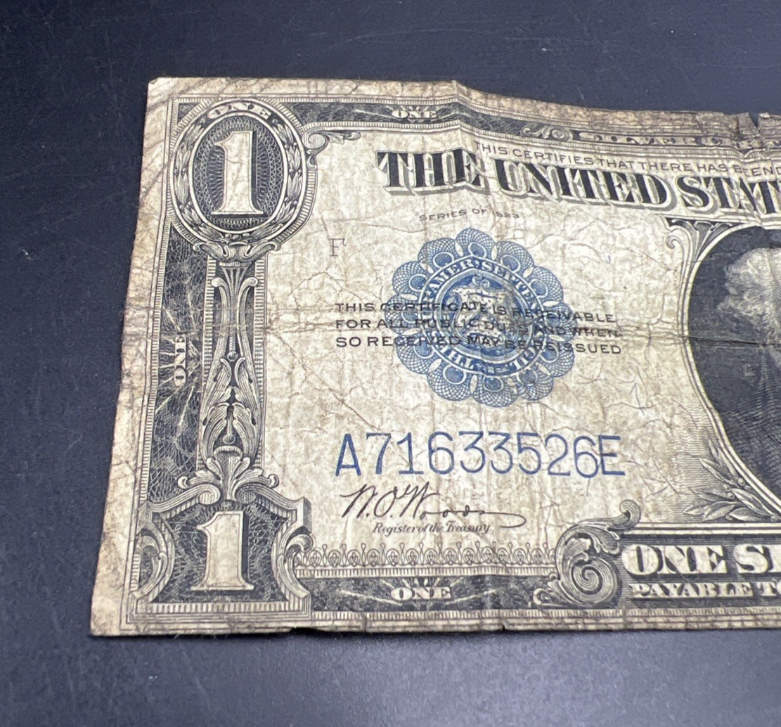 1923 One Dollar Silver Certificate Horse Blanket Very Circ FR. 238 Woods White