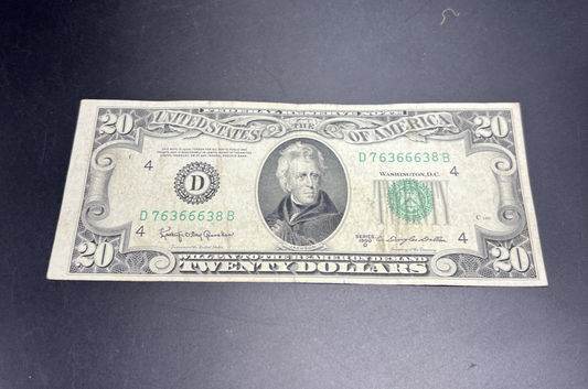 1950 D $20 FRN Federal Res Note Green Seal VG Very Good 666 Devil Serial #