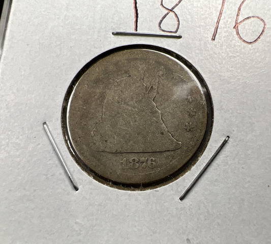 1876 25c Seated Liberty Silver Quarter Coin AG About Good Circulated #A