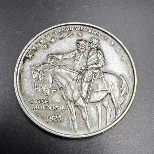 Large 3 Inch Novelty Pewter Coin/Coaster/Paperweight Stone Mountain Half Dollar
