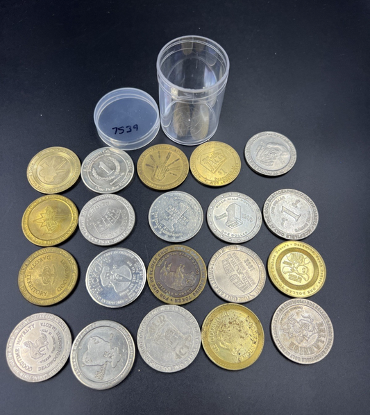 Lot of 20 $1 Casino Dollar Gaming Tokens Metal Circulated Conditions SKU#7539