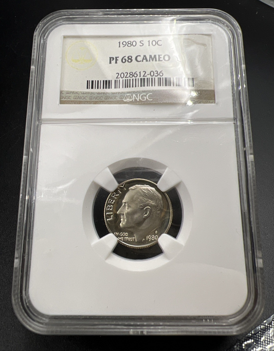1980 S 10c Roosevelt Clad Dime Coin PF68 UCAM NGC Certified #036