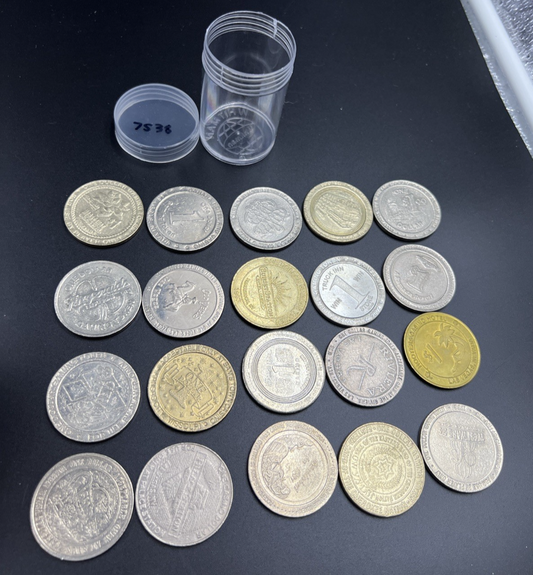 Lot of 20 $1 Casino Dollar Gaming Tokens Metal Circulated Conditions SKU#7538