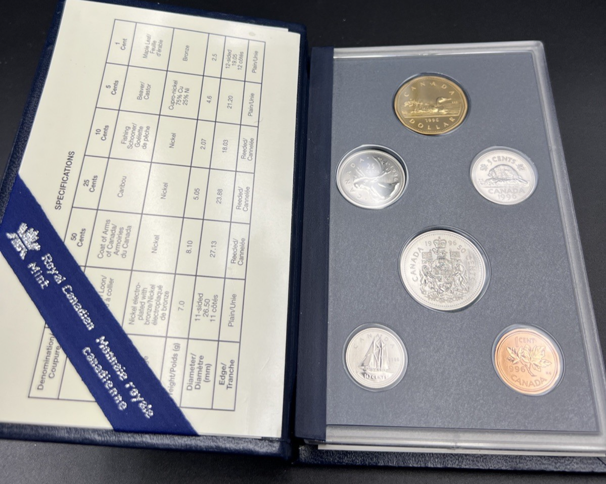 1996 Canada Specimen 6 Coin Gem Uncirculated Set w/ used Box COA
