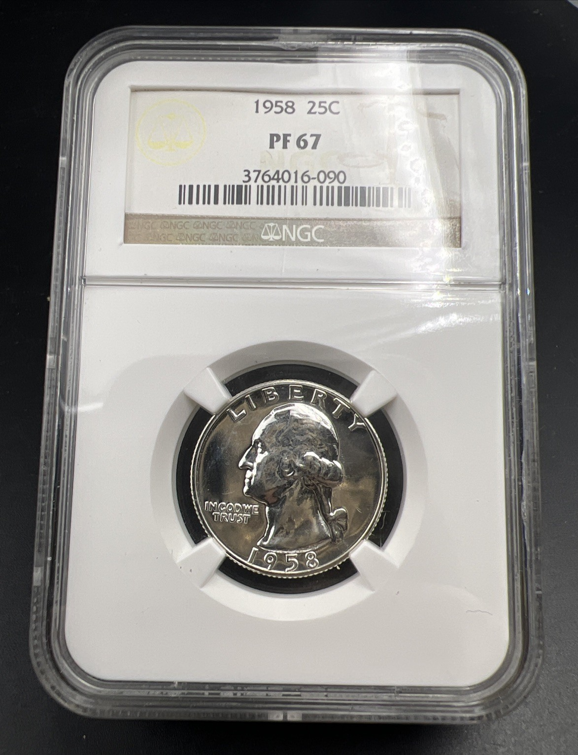 1958 25c Washington Silver Quarter Proof Coin NGC PF67 #090
