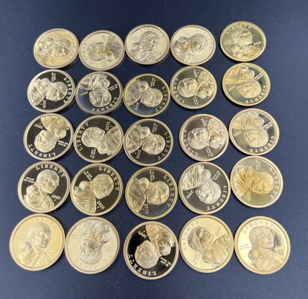 2005 S 25 Coin Proof Sacagawea Dollar Coin Roll
