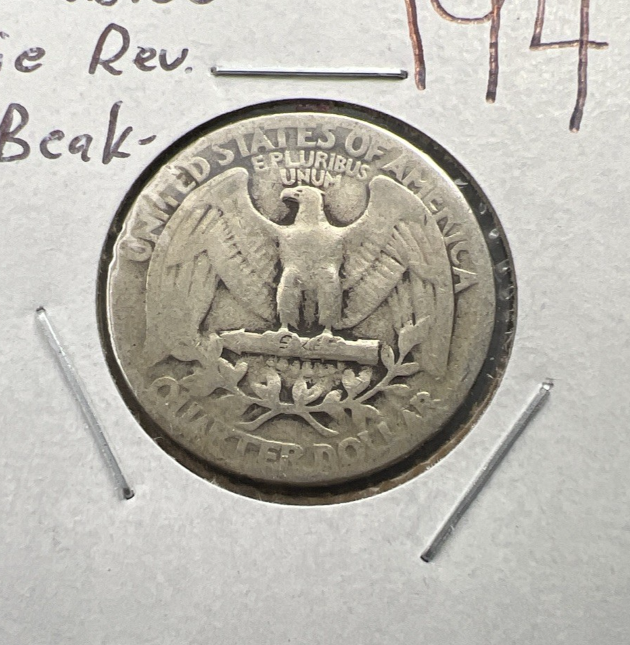1941 25c Washington Silver Quarter Coin DDR Double Die Reverse AG #A