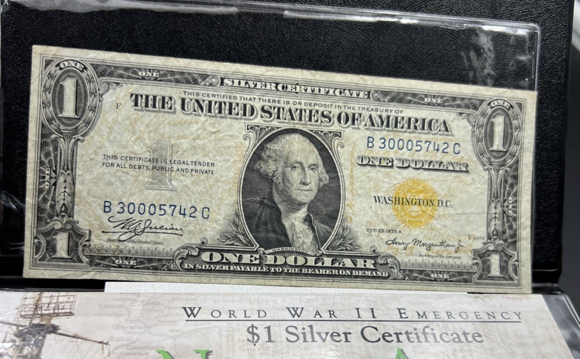 1935 A $1 North Africa Yellow Seal Silver Certificate CH VG Very Good Circ #42