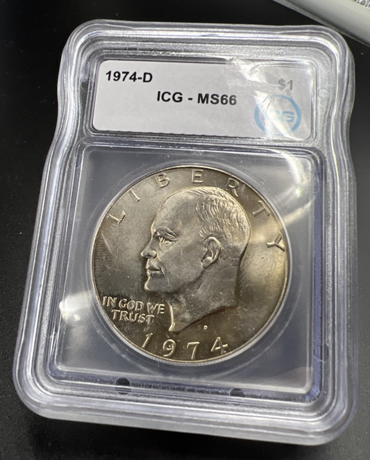 1974 D $1 Ike Eisenhower Clad Copper Nickel Dollar Coin ICG MS66 #705