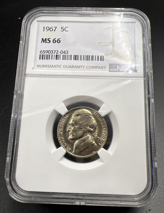 1967 5c Jefferson Nickel Coin NGC MS66 Gem BU #043